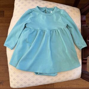 Primary.com Long sleeve dress with attached bloomer 6-12 months 6m 9m 12m teal